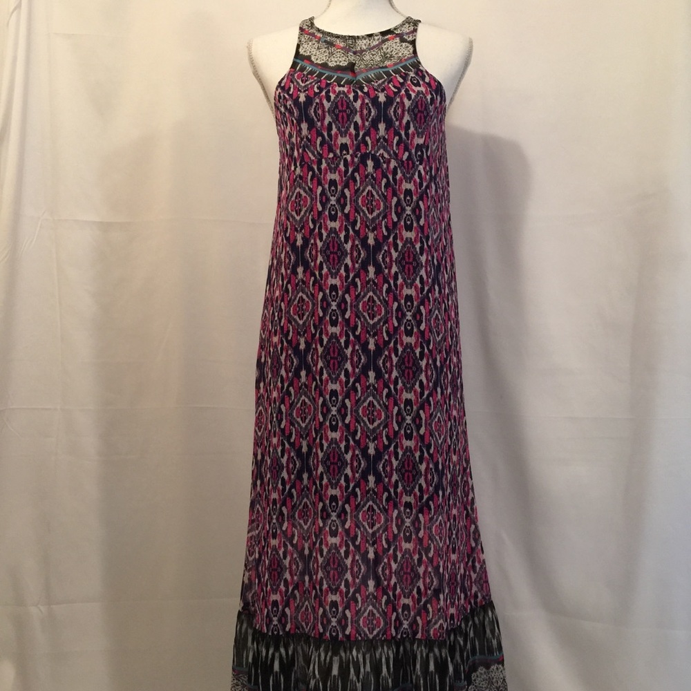 Express Boho print maxi dress jewel neckline